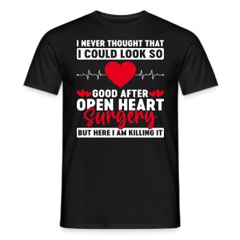 So Good After Open Heart Surgery Cardiac CABG - Men's T-Shirt - black - Front - AI Model Male 178 light (178cm)