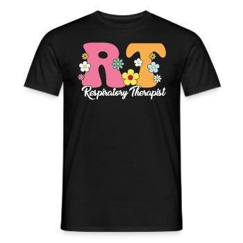 Respiratory Therapist Boho Flowers Funny - Men's T-Shirt - black - Front - AI Model Male 178 light (178cm)