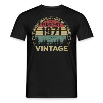 Rétro Février 1971 Cadeau Vintage Février 1971 - T-shirt homme - noir - Devant - AI Model Male 178 light (178cm)