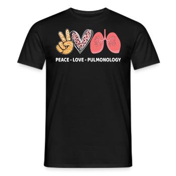 Paix Amour Pneumologie Drôle Peds RT Respiratoire - T-shirt homme - noir - Devant - AI Model Male 178 light (178cm)