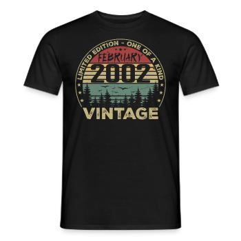 Retro February 2002 Vintage Gift February 2002 - Men's T-Shirt - black - Front - AI Model Male 178 light (178cm)