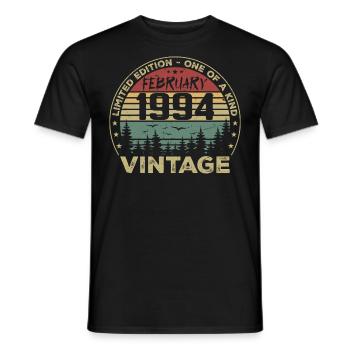 Rétro Février 1994 Cadeau Vintage Février 1994 - T-shirt homme - noir - Devant - AI Model Male 178 light (178cm)