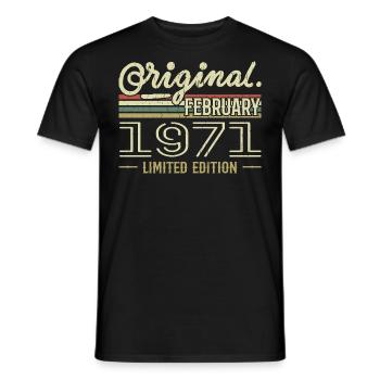 February 1971 Gift - February 1971 Birthday - Men's T-Shirt - black - Front - AI Model Male 178 light (178cm)