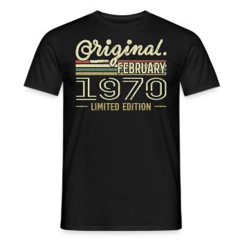 Cadeau Février 1970 - Anniversaire Février 1970 - T-shirt homme - noir - Devant - AI Model Male 178 light (178cm)