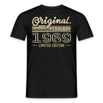 February 1969 - February 1969 Birthday Gift - Men's T-Shirt - black - Front - AI Model Male 178 light (178cm)
