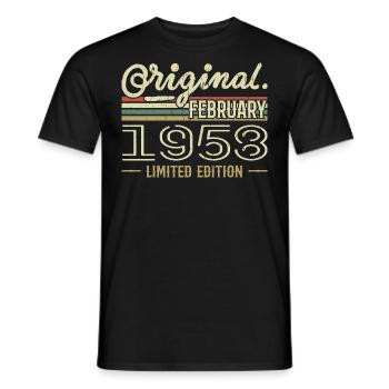 Cadeau Février 1958 - Anniversaire Février 1958 - T-shirt homme - noir - Devant - AI Model Male 178 light (178cm)