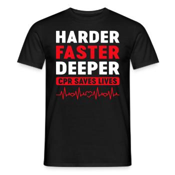 Harder Faster Deeper CPR Cardiopulmonary - Men's T-Shirt - black - Front - AI Model Male 178 light (178cm)
