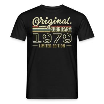 Cadeau Février 1979 - Anniversaire Février 1979 - T-shirt homme - noir - Devant - AI Model Male 178 light (178cm)