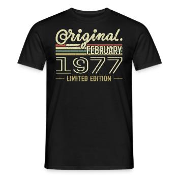 Cadeau Février 1977 - Anniversaire Février 1977 - T-shirt homme - noir - Devant - AI Model Male 178 light (178cm)