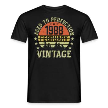 February 1988 - February 1988 Birthday Gift - Men's T-Shirt - black - Front - AI Model Male 178 light (178cm)