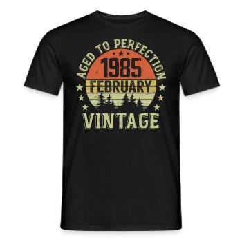 Février 1985 - Cadeau Anniversaire Février 1985 - T-shirt homme - noir - Devant - AI Model Male 178 light (178cm)