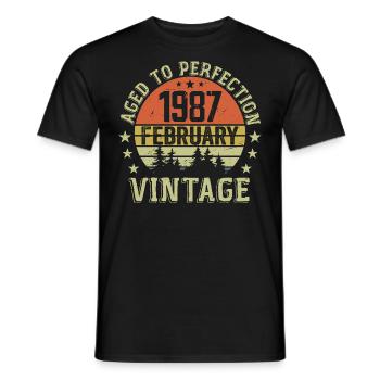 February 1987 - February 1987 Birthday Gift - Men's T-Shirt - black - Front - AI Model Male 178 light (178cm)