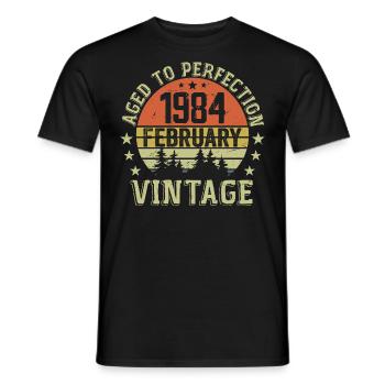February 1984 - February 1984 Birthday Gift - Men's T-Shirt - black - Front - AI Model Male 178 light (178cm)