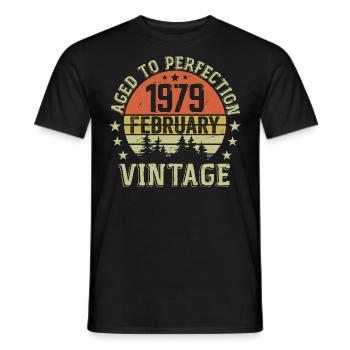 Février 1979 - Cadeau Anniversaire Février 1979 - T-shirt homme - noir - Devant - AI Model Male 178 light (178cm)