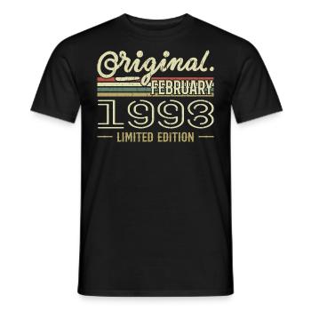 Cadeau Février 1998 - Anniversaire Février 1998 - T-shirt homme - noir - Devant - AI Model Male 178 light (178cm)