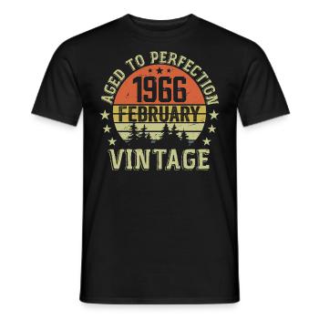 Février 1966 - Cadeau Anniversaire Février 1966 - T-shirt homme - noir - Devant - AI Model Male 178 light (178cm)