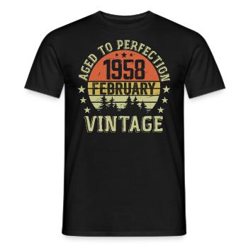 Février 1958 - Cadeau Anniversaire Février 1958 - T-shirt homme - noir - Devant - AI Model Male 178 light (178cm)