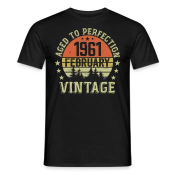 Février 1961 - Cadeau Anniversaire Février 1961 - T-shirt homme - noir - Devant - AI Model Male 178 light (178cm)