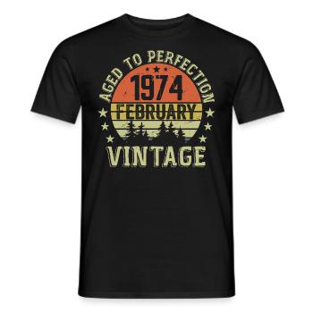 Février 1974 - Cadeau Anniversaire Février 1974 - T-shirt homme - noir - Devant - AI Model Male 178 light (178cm)