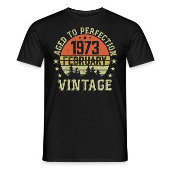 February 1973 - February 1973 Birthday Gift - Men's T-Shirt - black - Front - AI Model Male 178 light (178cm)
