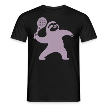 Sloth Silhouette Tennis Serve Minimalist - Men's T-Shirt - black - Front - AI Model Male 178 light (178cm)