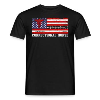 Correctional Nurse USA Flag Prison Nursing - Men's T-Shirt - black - Front - AI Model Male 178 light (178cm)