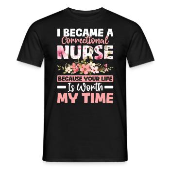 Ich werde eine Justizvollzugskrankenschwester Lustige Krankenpflege - Männer T-Shirt - Schwarz - Vorne - AI Model Male 178 light (178cm)