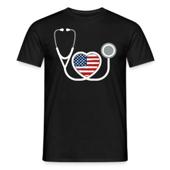 Correctional Nurse USA Flag Jail Nursing - Men's T-Shirt - black - Front - AI Model Male 178 light (178cm)