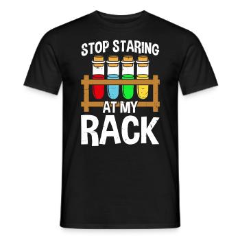Hör auf, auf mein Gestell zu starren Lustige Chemiewissenschaft - Männer T-Shirt - Schwarz - Vorne - AI Model Male 178 light (178cm)