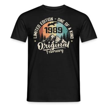 February 1989 - Cadeau Février 1989 - T-shirt homme - noir - Devant - AI Model Male 178 light (178cm)