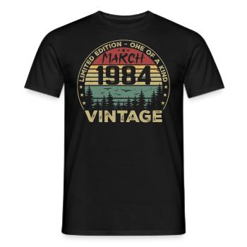 März 1984 - Bestes Geburtstagsgeschenk März 1984 - Männer T-Shirt - Schwarz - Vorne - AI Model Male 178 light (178cm)