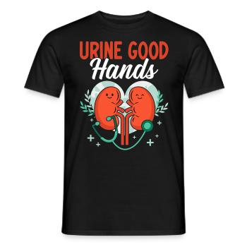 Urine Bonnes Mains Drôle Dialyse Néphrologie Rein - T-shirt homme - noir - Devant - AI Model Male 178 light (178cm)