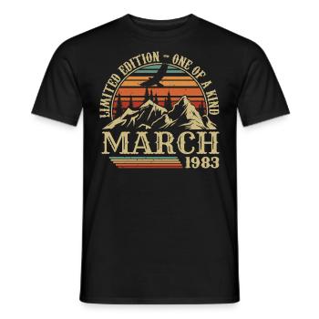 Cadeau D'anniversaire Mars 1983, Nées En Mars 1983 - T-shirt homme - noir - Devant - AI Model Male 178 light (178cm)