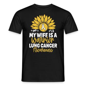Ma femme est une guerrière Cancer du poumon Ruban blanc - T-shirt homme - noir - Devant - AI Model Male 178 light (178cm)