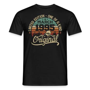 Original March 1995 Birthday Gift March 1995 - Men's T-Shirt - black - Front - AI Model Male 178 light (178cm)