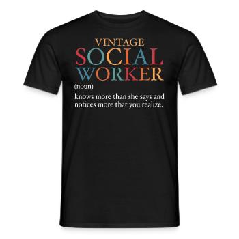 Vintage-Sozialarbeiterin - Männer T-Shirt - Schwarz - Vorne - AI Model Male 178 light (178cm)