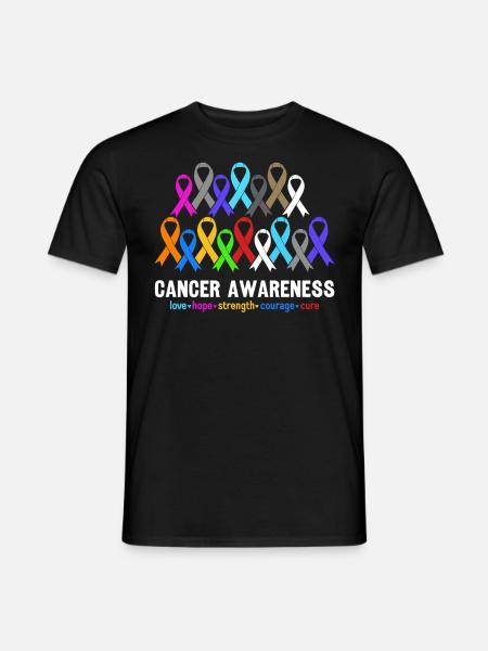 Sensibilisation au Cancer Rubans de Couleur Drôle Cancer - T-shirt homme - noir