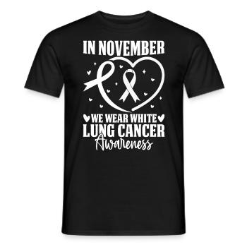 En novembre, nous portons un ruban blanc Cancer du poumon - T-shirt homme - noir - Devant - AI Model Male 178 light (178cm)
