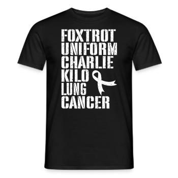 Funny Lung Cancer White Ribbon Pulmonary LUng - Men's T-Shirt - black - Front - AI Model Male 178 light (178cm)