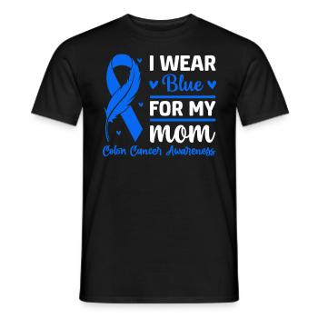 I Wear Blue for My Mom Colorectal Blue Ribbon - Men's T-Shirt - black - Front - AI Model Male 178 light (178cm)