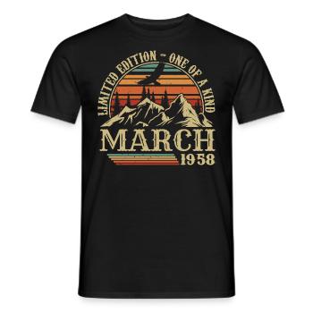 Geburtstagsgeschenk März 1958, Geboren im März 1958 - Männer T-Shirt - Schwarz - Vorne - AI Model Male 178 light (178cm)