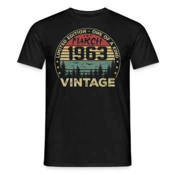 March 1963 - Best Birthday Gift March 1963 - Men's T-Shirt - black - Front - AI Model Male 178 light (178cm)
