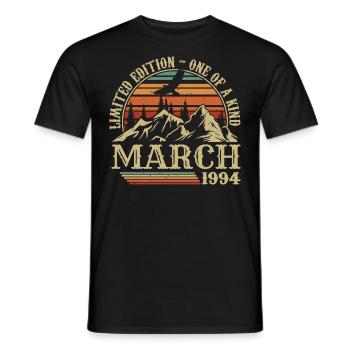 Geburtstagsgeschenk März 1994, geboren im März 1994 - Männer T-Shirt - Schwarz - Vorne - AI Model Male 178 light (178cm)