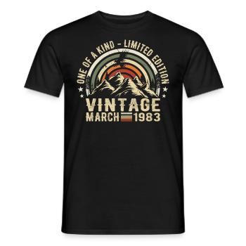 Born in March 1983 - Born in March 1983 - Men's T-Shirt - black - Front - AI Model Male 178 light (178cm)