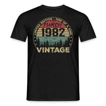 März 1982 - Bestes Geburtstagsgeschenk März 1982 - Männer T-Shirt - Schwarz - Vorne - AI Model Male 178 light (178cm)