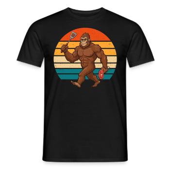 Funny Bigfoot Grinng Retro BBQ Barbecue Gilling - Men's T-Shirt - black - Front - AI Model Male 178 light (178cm)