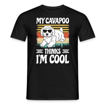 Drôle Cavapoo Chien à fourrure Cavadoodle Drôle de chiot - T-shirt homme - noir - Devant - AI Model Male 178 light (178cm)