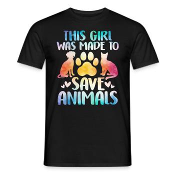 This Girl Was Made to Save Animals Shelter Animal - Men's T-Shirt - black - Front - AI Model Male 178 light (178cm)