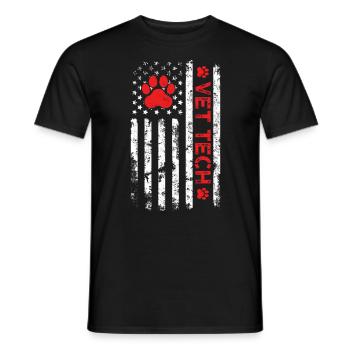 Vet Tech USA Flagge Lustige Veterinärmedizin - Männer T-Shirt - Schwarz - Vorne - AI Model Male 178 light (178cm)