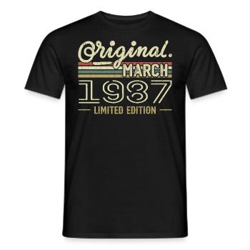 Born in March 1987 Birthday Gift March 1987 - Men's T-Shirt - black - Front - AI Model Male 178 light (178cm)